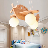 Suspension Enfant LED en Bois Forme Avion Style Scandinave