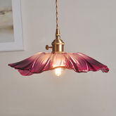 Suspension Fleur Vintage En Verre Rose LED Pour Salon