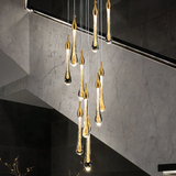 Suspension Goutte D’Eau En Cristal Doré LED Classique Pour Salon