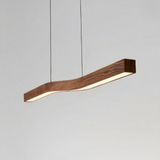 Suspension Scandinave LED en Bois Marron Horizontale Pour Salle À Manger