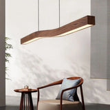 Suspension effet bois scandinave linéaire LED dimmable pour salle à manger