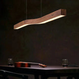 Suspension effet bois scandinave linéaire LED dimmable pour salle à manger