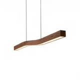 Suspension Scandinave LED en Bois Marron Horizontale Pour Salle À Manger