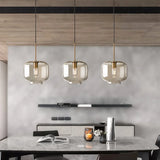 Suspension nordique en verre et métal LED à hauteur réglable pour salle à manger