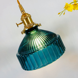 Suspension Vintage Verre Et Laiton Bleu Canard Pour Salle À Manger