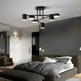 Plafonnier design moderne LED orientable 6 lumières en métal pour chambre