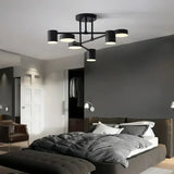 Plafonnier design moderne LED orientable 6 lumières en métal pour chambre