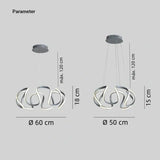 Suspension moderne torsadée en métal LED dimmable pour salle à manger