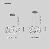 Suspension moderne torsadée en métal LED dimmable pour salle à manger