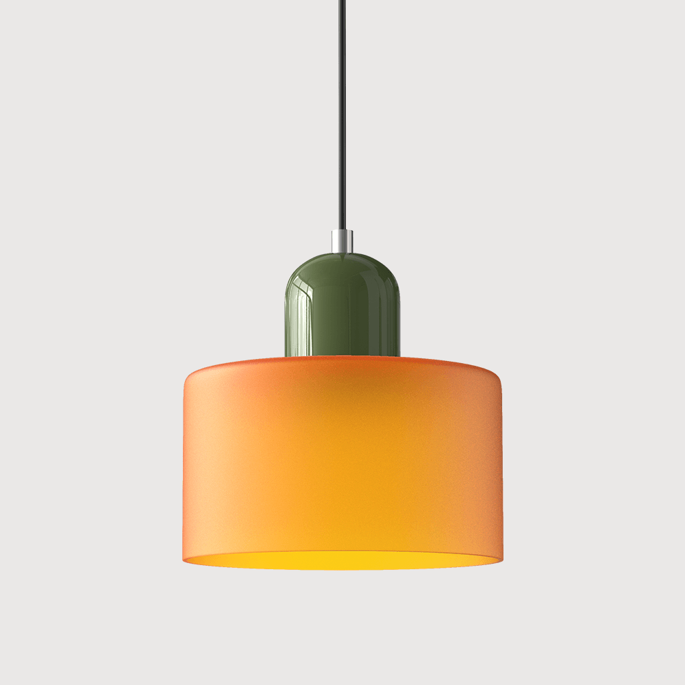 Suspension Contemporaine LED Cylindrique En Verre Coloré Pour Salle À Manger