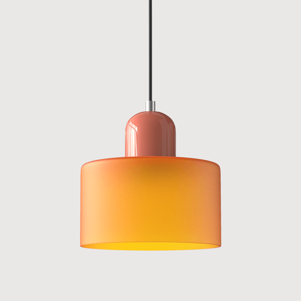 Suspension Contemporaine LED Cylindrique En Verre Coloré Pour Salle À Manger