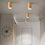 Spot plafond en saillie cylindrique en bois LED scandinave pour couloir