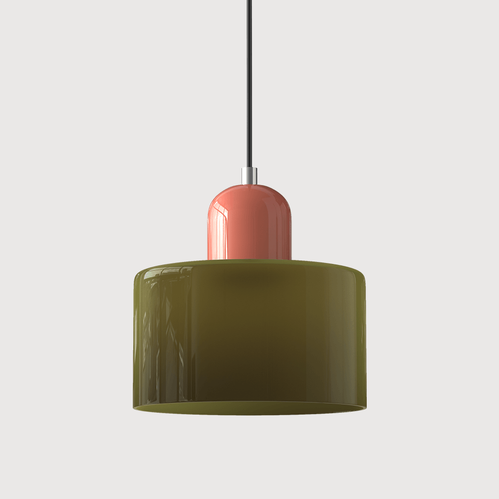 Suspension Contemporaine LED Cylindrique En Verre Coloré Pour Salle À Manger
