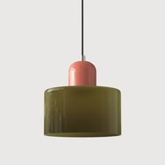Suspension Contemporaine LED Cylindrique En Verre Coloré Pour Salle À Manger