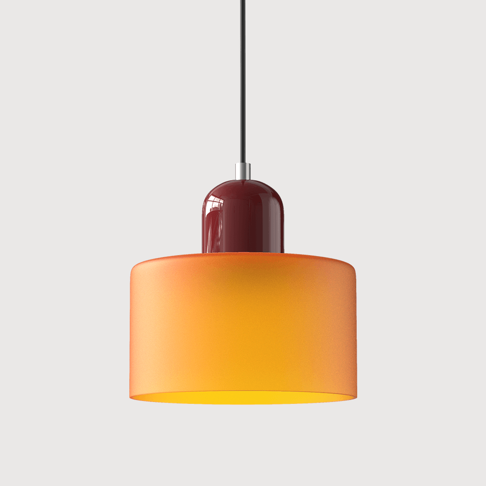 Suspension Contemporaine LED Cylindrique En Verre Coloré Pour Salle À Manger