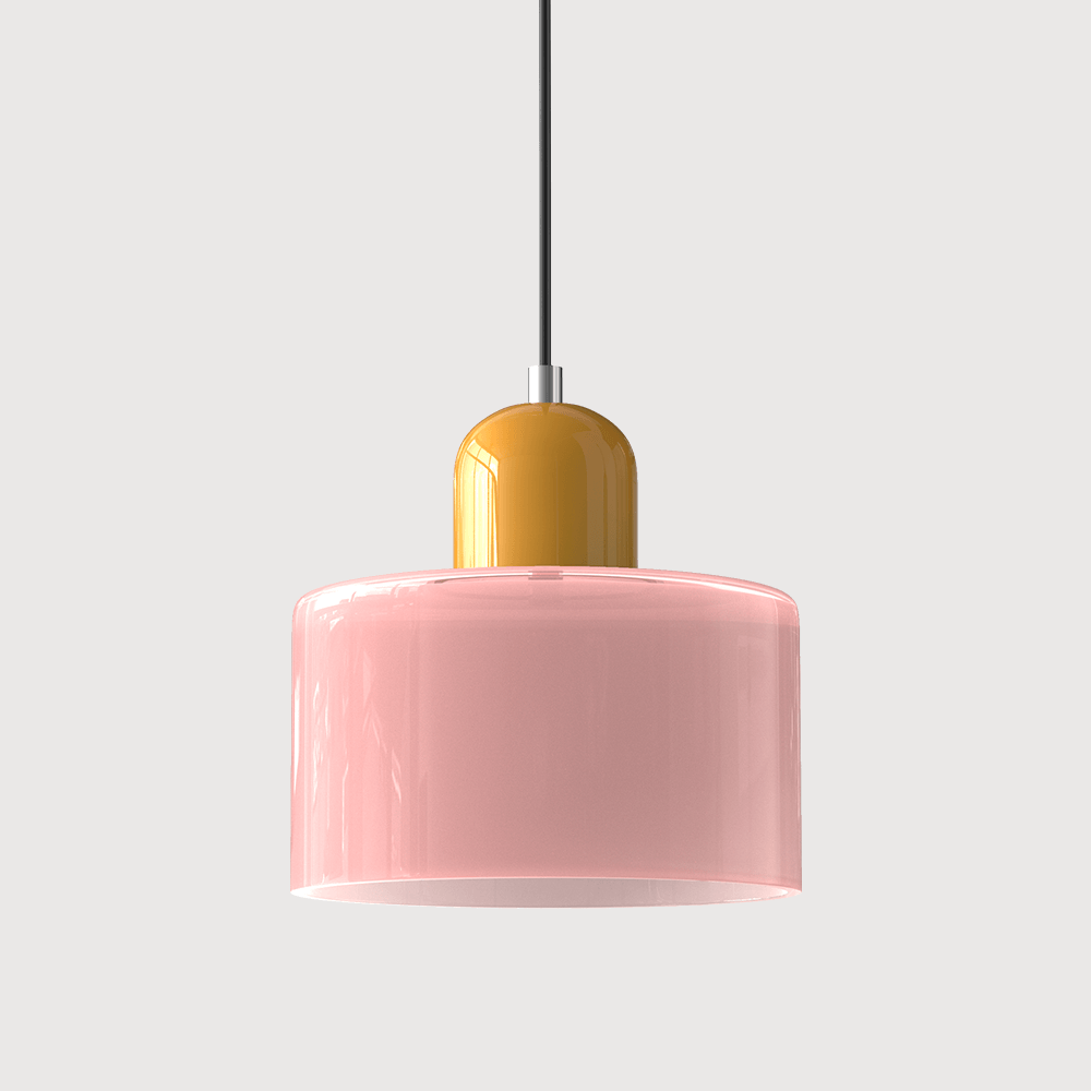 Suspension Contemporaine LED Cylindrique En Verre Coloré Pour Salle À Manger