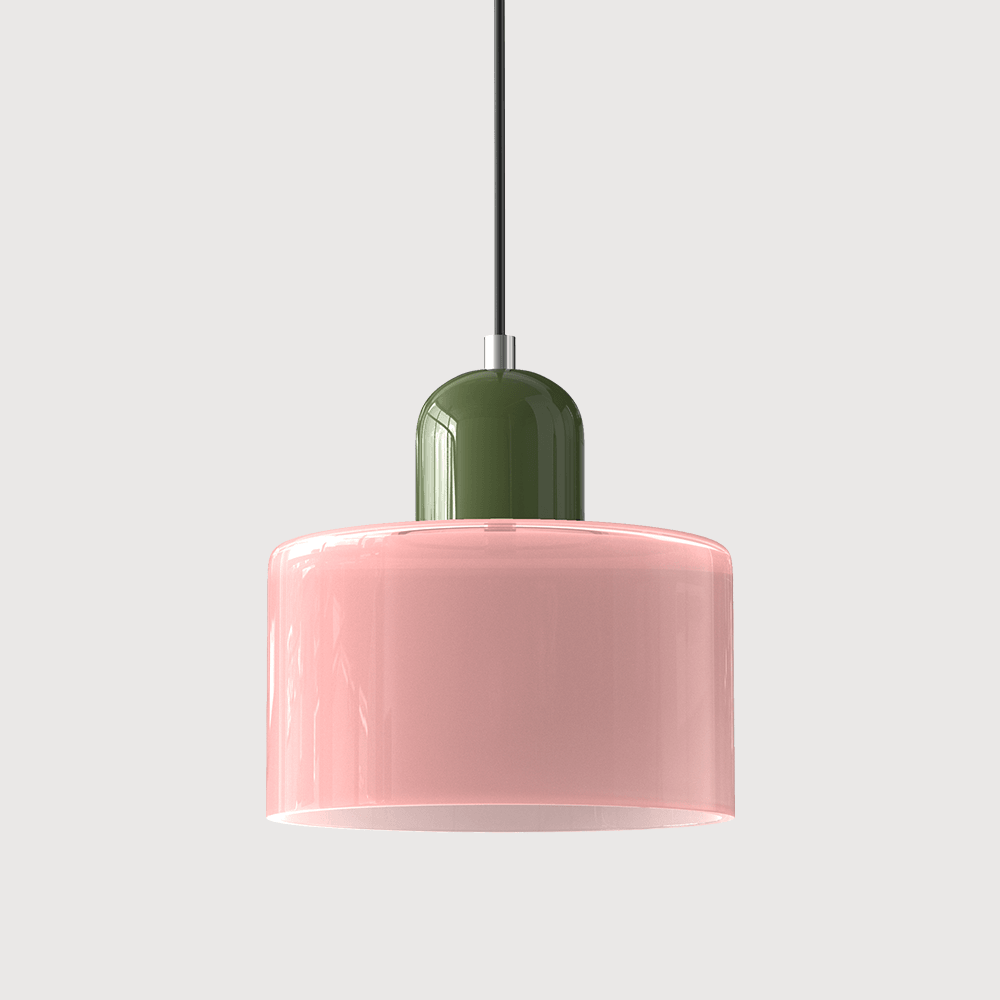 Suspension Contemporaine LED Cylindrique En Verre Coloré Pour Salle À Manger