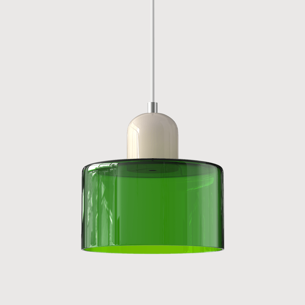 Suspension Contemporaine LED Cylindrique En Verre Coloré Pour Salle À Manger