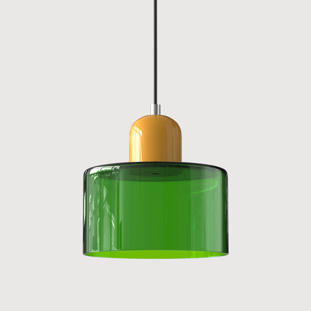 Suspension Contemporaine LED Cylindrique En Verre Coloré Pour Salle À Manger