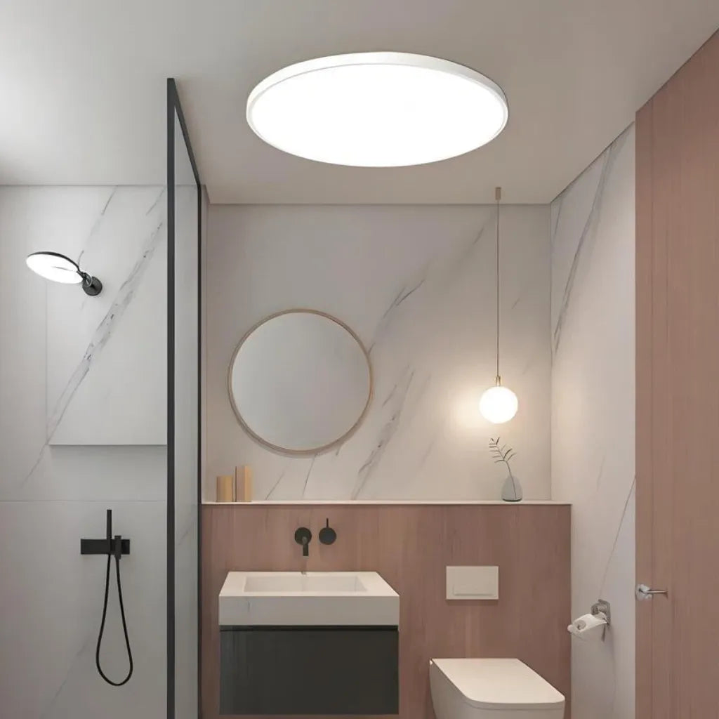 Plafonnier rond LED moderne extra-plat IP44 pour salle de bain