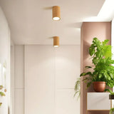 Spot plafond en saillie cylindrique en bois LED scandinave pour couloir