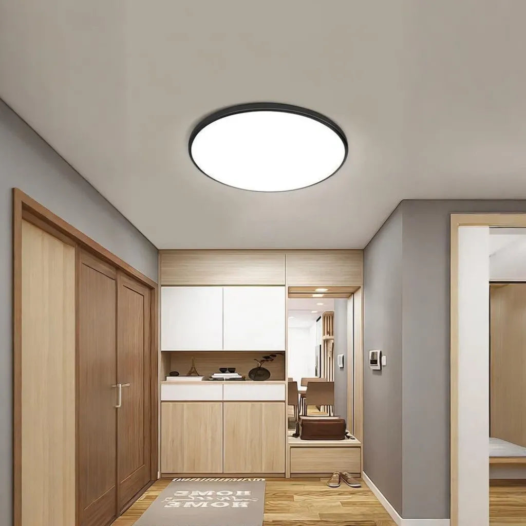 Plafonnier rond LED moderne extra-plat IP44 pour salle de bain