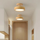 Plafonnier Semi-encastré en Bois Style Scandinave pour Couloir