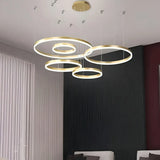 Suspension anneau LED moderne dimmable en métal pour salon