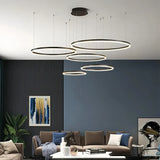 Suspension anneau LED moderne dimmable en métal pour salon