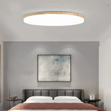 Plafonnier rond en bois scandinave dimmable pour chambre