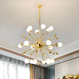 Lustre sputnik à boules en verre blanc LED moderne pour salle à manger