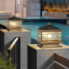 Lampe Exterieur Vintage LED Solaire en Laiton IP65 pour Pilier