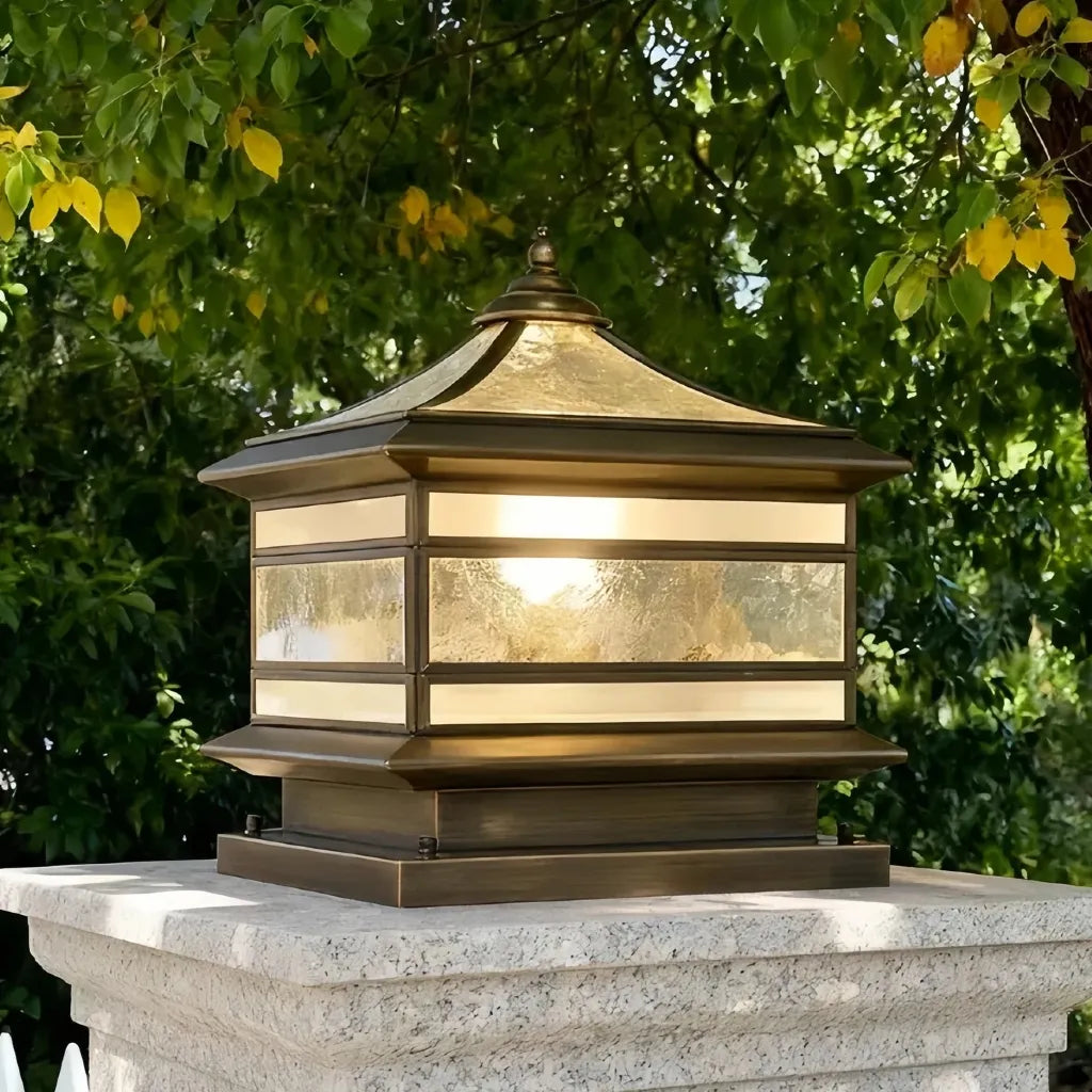 Lampe Exterieur Vintage LED Solaire en Laiton IP65 pour Pilier