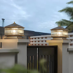 Lampe Exterieur Vintage LED Solaire en Laiton IP65 pour Pilier