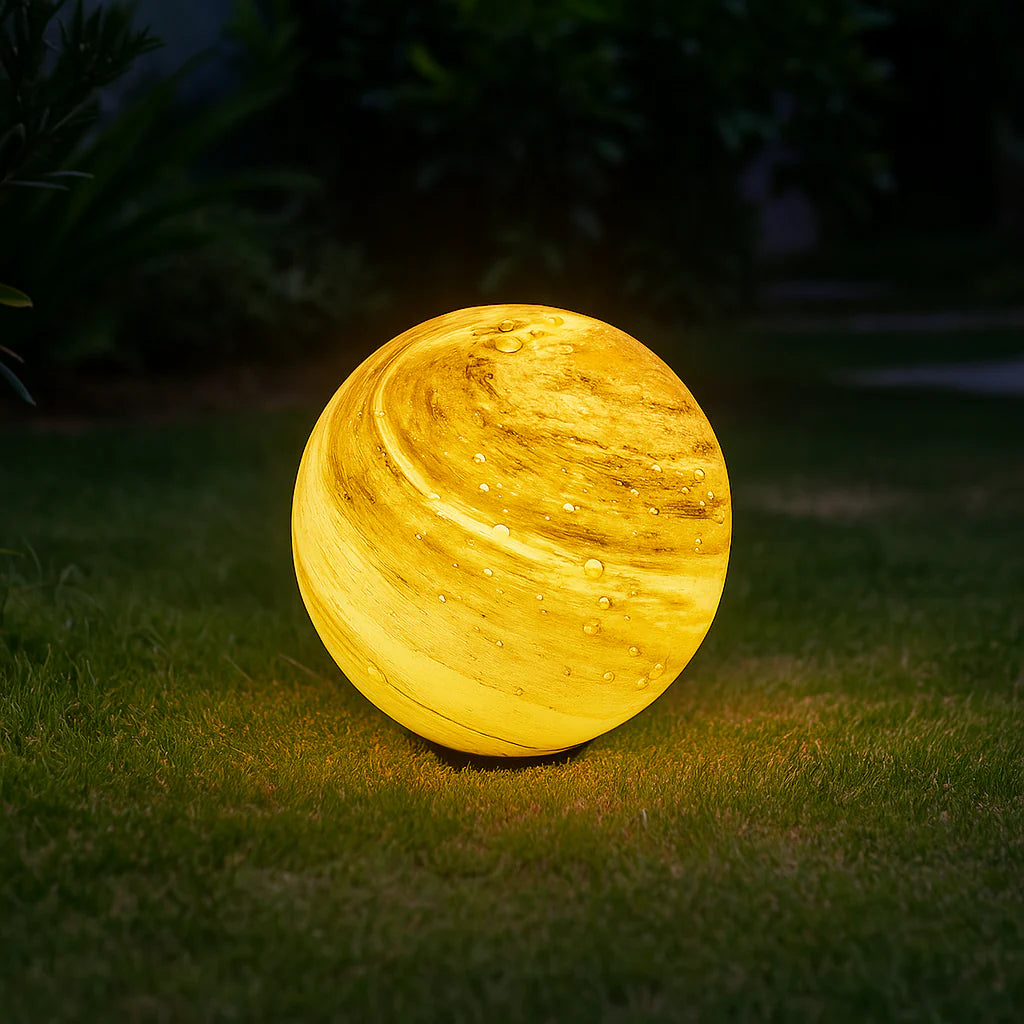 Lampe solaire extérieur forme planète en verre décorative moderne pour jardin