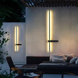 Applique extérieur design minimaliste linéaire solaire LED en aluminium noir IP65