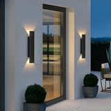 Applique exterieur rectangulaire haut et bas moderne en métal LED IP65 pour porche