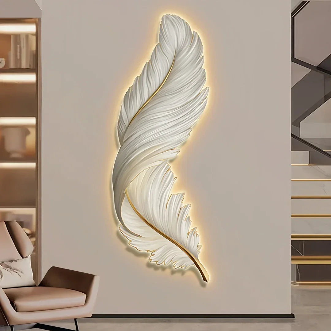 Applique murale en plume moderne verticale LED dimmable décorative pour salon
