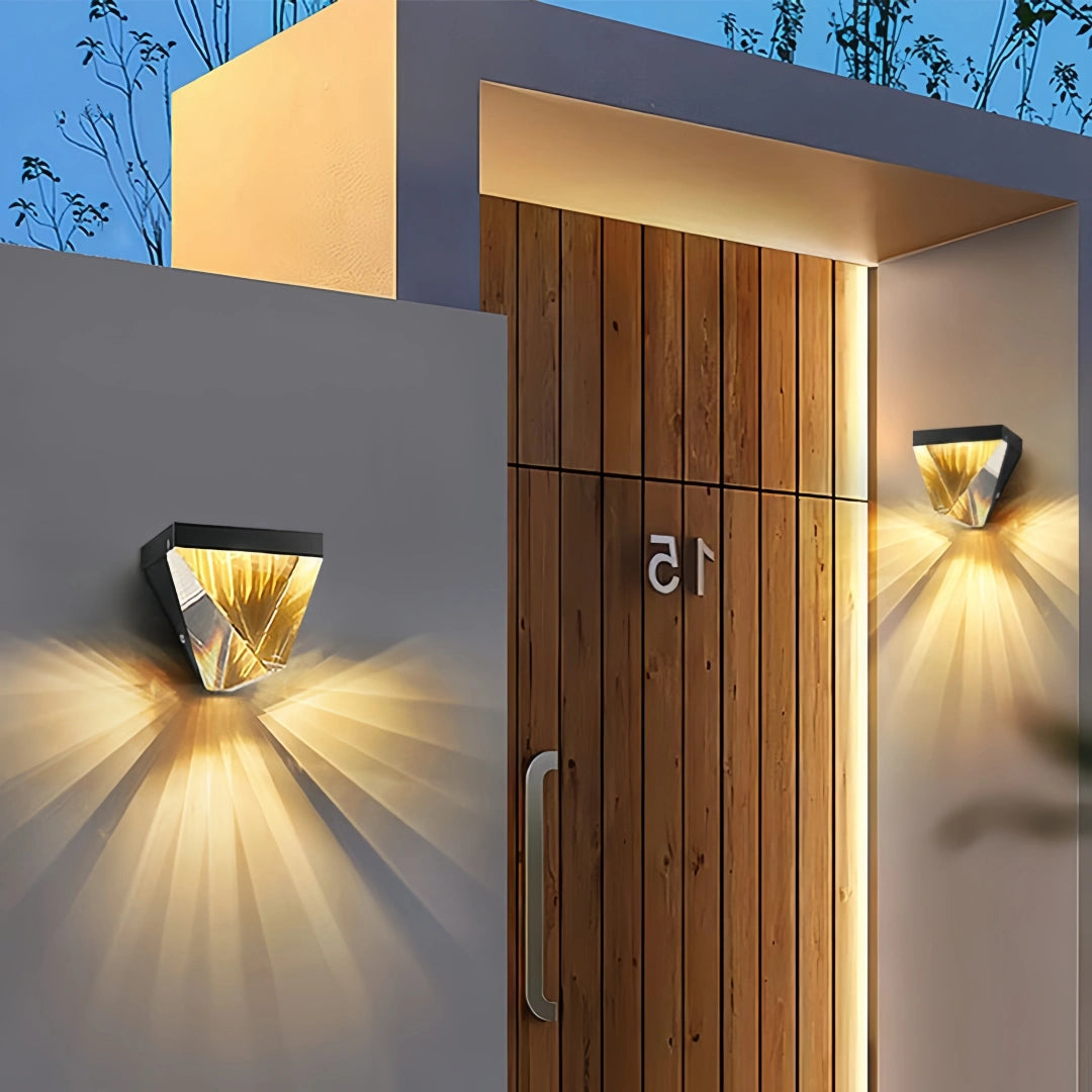 Applique murale extérieur moderne en cristal diamant LED IP65 pour porche