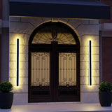 Applique murale extérieure longue LED IP65 noir minimaliste avec détecteur de mouvement