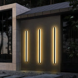 Applique murale extérieure longue LED IP65 noir minimaliste avec détecteur de mouvement
