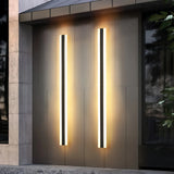 Applique murale extérieure longue LED IP65 noir minimaliste avec détecteur de mouvement