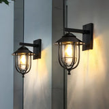 Applique murale extérieure vintage lanterne noire LED IP65