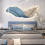 Applique murale plume moderne LED dimmable horizontale décorative pour chambre