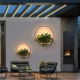 Applique solaire extérieure hexagonale moderne LED IP65 en métal noir pour jardin