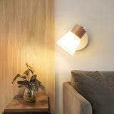 Applique murale bois et verre scandinave orientable blanche de chevet