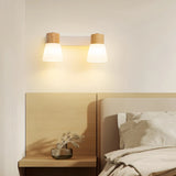 Applique murale bois et verre scandinave orientable blanche de chevet