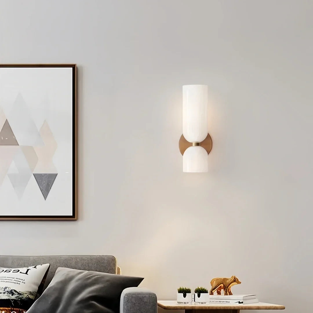 Applique murale en verre moderne double tête dimmable pour salon