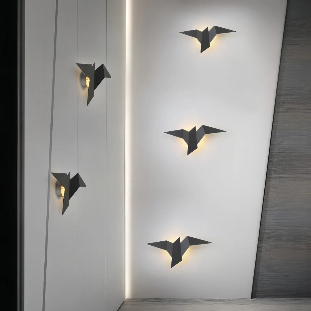 Applique murale oiseau origami design moderne en métal pour salon