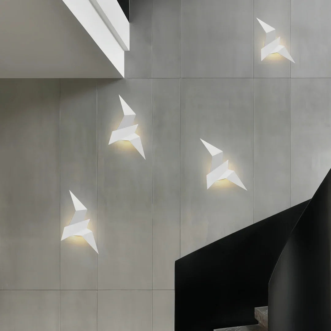 Applique murale oiseau origami design moderne en métal pour salon